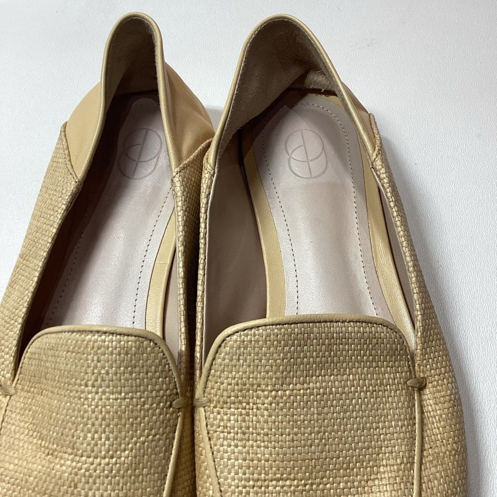 Porte & Paire Beige Raffia Leather Trim Collapsible Loafers Women's Size EU 37 - Picture 6 of 14
